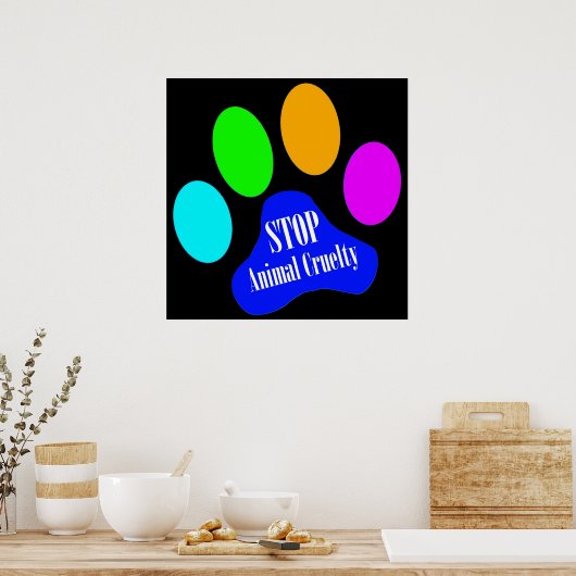 Stop het Poster Dierlijke wreedheid (zwart) (Keuken)