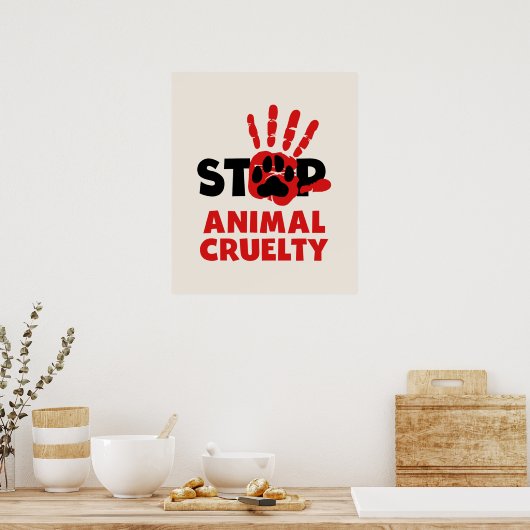 Stop het Poster met dierenmishandeling met de mens (Keuken)