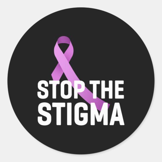 Stop het stigma einde verslaving Paarse lint aware Ronde Sticker (Voorkant)