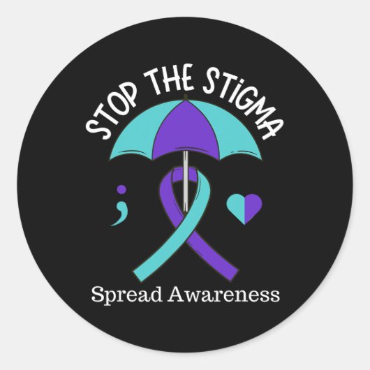 Stop het stigma om zelfmoordbewustzijn te versprei ronde sticker (Voorkant)
