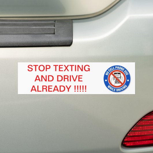 STOP HET TEXTEREN EN RIJDEN AL!!! BUMPERSTICKER (Op auto)