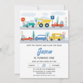 Stop het verkeer kleurrijk vervoer 1e verjaardag kaart (Voorkant)