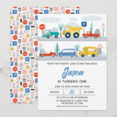 Stop het verkeer kleurrijk vervoer 1e verjaardag kaart (Voorkant / Achterkant)