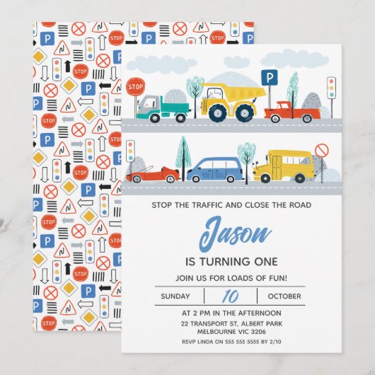 Stop het verkeer kleurrijk vervoer 1e verjaardag kaart (Voorkant / Achterkant)