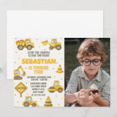 Stop het verkeer! Uitnodiging voor bouwverjaardag (Voorkant / Achterkant)