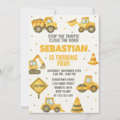 Stop het verkeer! Uitnodiging voor bouwverjaardag (Voorkant)
