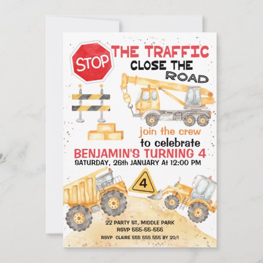 Stop het verkeer Verjaardags wegwerkzaamheden Kaart (Voorkant)