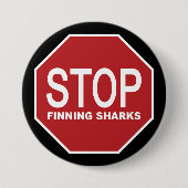 Stop het Vinden van het Teken van Haaien Ronde Button 7,6 Cm (Voorkant)