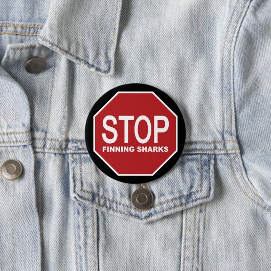 Stop het Vinden van het Teken van Haaien Ronde Button 7,6 Cm (In situ)