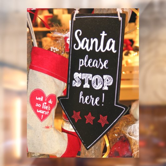 Stop hier Santa Raamsticker (Vel 2)