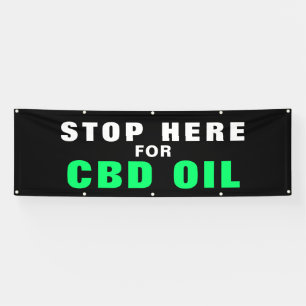 Stop hier voor CBD Oil Bold Black Green Business  Spandoek