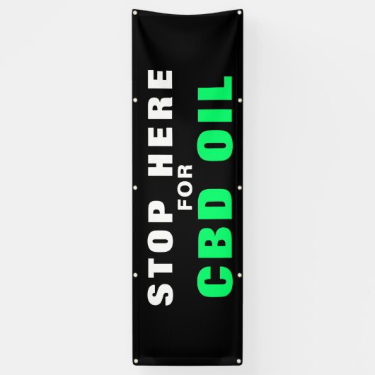 Stop hier voor CBD Olie Bold Black Green Business Spandoek (Verticaal)