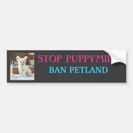 STOP HONDENFOKKERIJEN, VERBOD PETLAND BUMPERSTICKER (Voorkant)