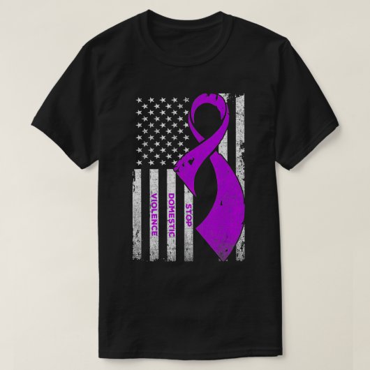 Stop huiselijk geweld - Amerikaanse vlag in verval T-shirt (Design voorkant)