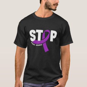 Stop Huiselijk Geweld Bewustzijn Shirt Paarse Ribb
