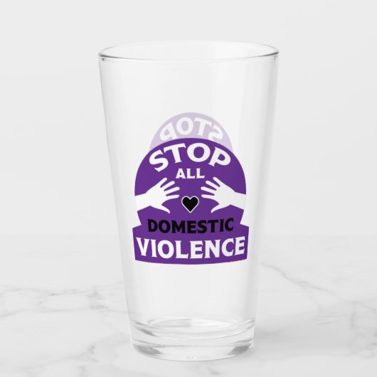 Stop huiselijk geweld glas (Voorkant)