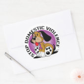 Stop huiselijk geweld hond ronde sticker (Envelop)