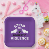 Stop huiselijk geweld papieren bordje (Feest)