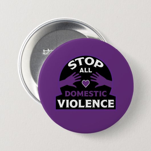 Stop huiselijk geweld ronde button 7,6 cm (Voorkant /achterkant)