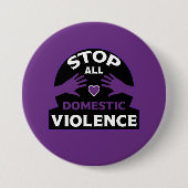 Stop huiselijk geweld ronde button 7,6 cm (Voorkant)