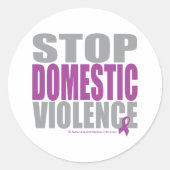 Stop huiselijk geweld ronde sticker (Voorkant)