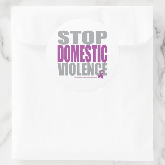 Stop huiselijk geweld ronde sticker (Tas)