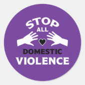 Stop huiselijk geweld ronde sticker (Voorkant)