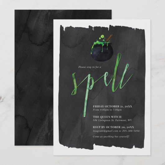 Stop in voor een Spell Halloween Party Kaart (Voorkant / Achterkant)