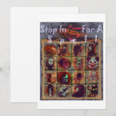 Stop in voor een spelletje -  halloween party kaart (Voorkant / Achterkant)