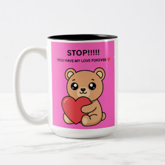 STOP!!!!! JE HEBT MIJN LIEFDE VOOR ALTIJD ❤️ TWEEKLEURIGE KOFFIEMOK