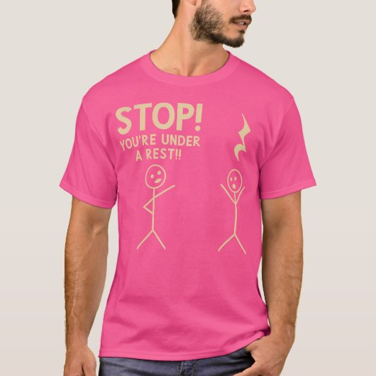 Stop, je staat onder arrest Grappige muzieknotatie T-shirt (Voorkant)