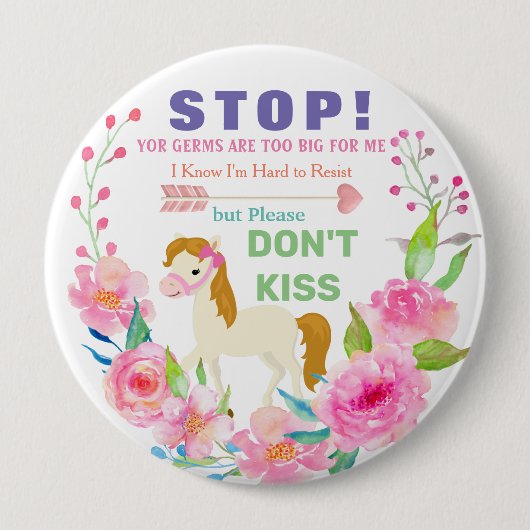 Stop! Jouw Germen zijn te groot voor mij. Ronde Button 4,0 Cm (Voorkant)