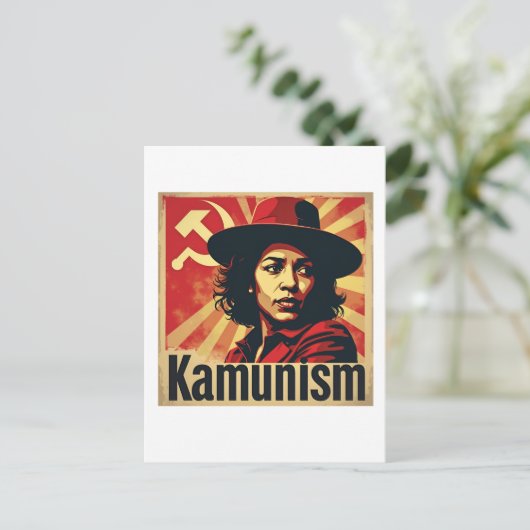 Stop Kamunism Harris Walz 2024 kameraad Kamala Briefkaart (Staand voorkant)