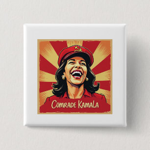 Stop Kamunism Harris Walz 2024 kameraad Kamala Vierkante Button 5,1 Cm