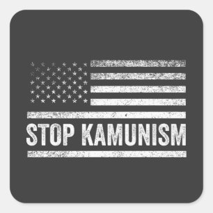 Stop Kamunism Harris Walz 2024 kameraad Kamala Vierkante Sticker