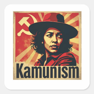 Stop Kamunisme Harris Walz 2024 Genoot Kamala Vierkante Sticker
