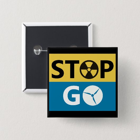 Stop kernenergie vierkante button 5,1 cm (Voorkant /achterkant)