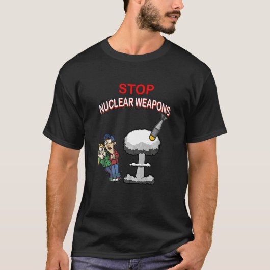 Stop Kernwapens Red Humaan T-shirt (Voorkant)