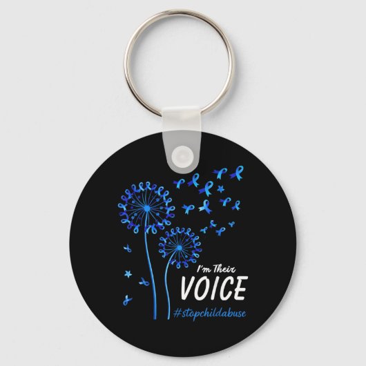 Stop Kinderbewustzijn Blauwe Lint Im Their Voice Sleutelhanger (Voorkant)