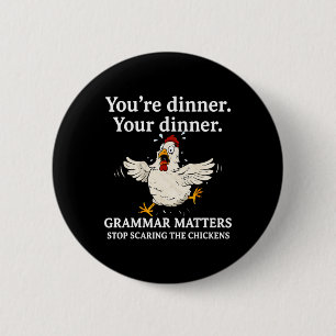 Stop Kippen Bang Maken Grammatica Humor Voor Engel Ronde Button 5,7 Cm