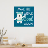 Stop klimaatverandering Polair beer met zwemring Poster (Keuken)