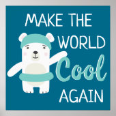 Stop klimaatverandering Polair beer met zwemring Poster (Voorkant)