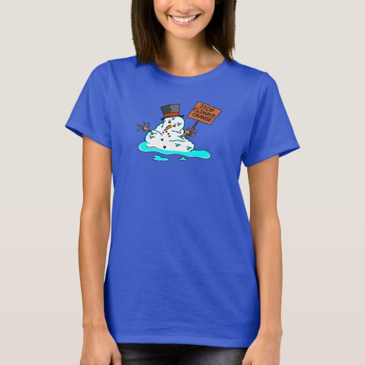Stop klimaatverandering Snowman T-shirt (Voorkant)