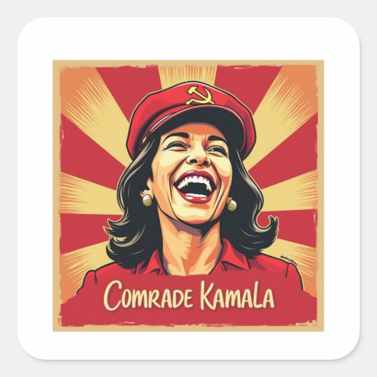 Stop Kommunisme Harris Walz 2024 Genoot Kamala Vierkante Sticker (Voorkant)