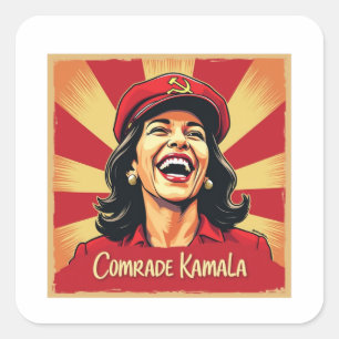 Stop Kommunisme Harris Walz 2024 Genoot Kamala Vierkante Sticker