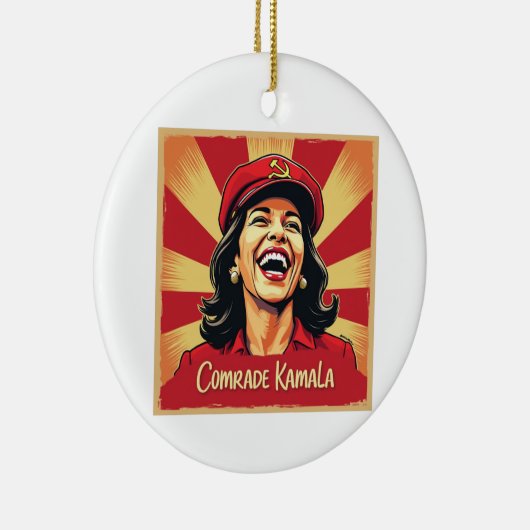 Stop Kommunisme Harris Walz 2024 Genosse Kamala Keramisch Ornament (Rechts)