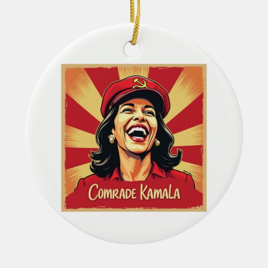 Stop Kommunisme Harris Walz 2024 Genosse Kamala Keramisch Ornament (Voorkant)