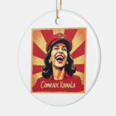 Stop Kommunisme Harris Walz 2024 Genosse Kamala Keramisch Ornament (Links)