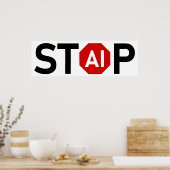 Stop kunstmatige intelligentie poster (Keuken)
