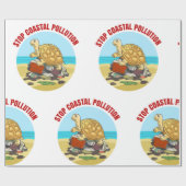 Stop Kustvervuiling Zee Schildpad Milieu Cadeaupapier (Vlak)